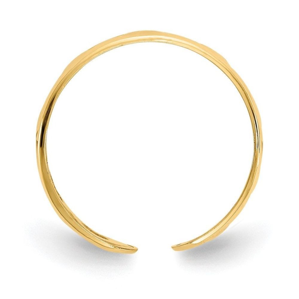 14k Yellow Gold Solid Toe Ring Heart Adjustable - image 4